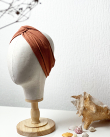 Hair bandeau ‘Linen rusty brown’