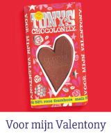 Tony's Chocolonely Valentijnreep Roos Framboos "voor mijn Valentony" 14 februari is het weer Valentijnsdag