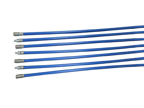 Schoorsteenveegset 8.4 meter, nylonborstel, blokkeersysteem – Blauw