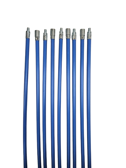 Schoorsteenveegset 10.8 meter, nylonborstel, blokkeersysteem – Blauw