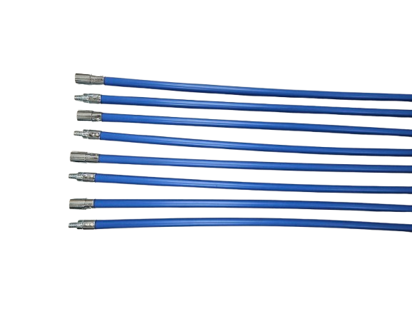 Schoorsteenveegset 9.6 meter, nylonborstel, blokkeersysteem – Blauw
