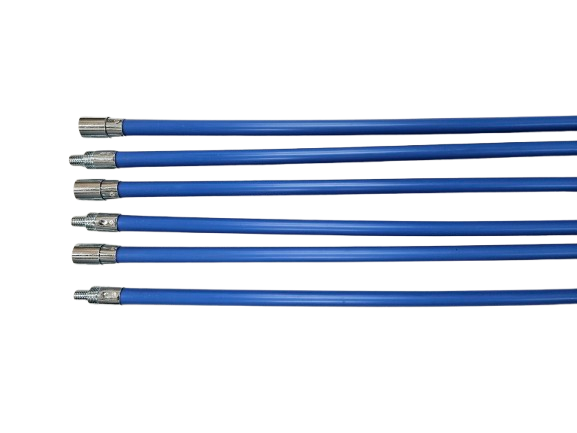 Schoorsteenveegset 7.2 meter, nylonborstel, blokkeersysteem – Blauw