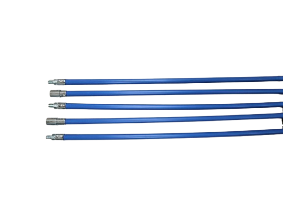 Schoorsteenveegset 6 meter, nylonborstel, blokkeersysteem – Blauw
