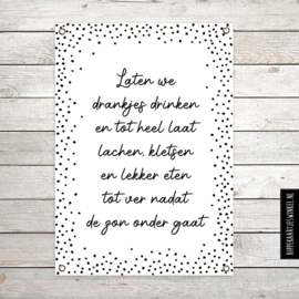 Tuinposter XL 'Drankjes drinken' Zwart/ wit