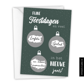 Kraskaart kerst DIY - Voordeelset 8 stuks groen/zilver inclusief witte envelop