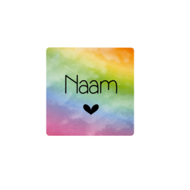 Sticker Vierkant Regenboog  - gepersonaliseerd
