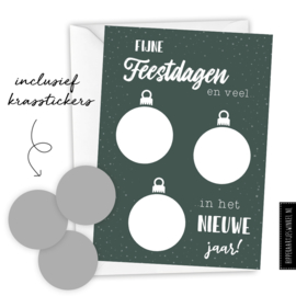 Kraskaart kerst DIY - Voordeelset 8 stuks groen/zilver inclusief witte envelop