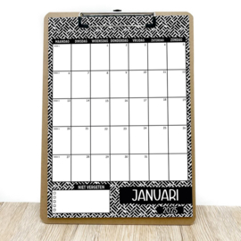 Kalender 2025 zwart/wit met A4 klembord