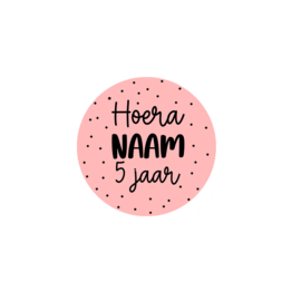 Sticker Rond Roze  - gepersonaliseerd