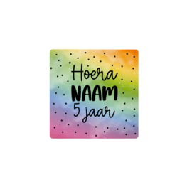 Sticker Vierkant Regenboog  - gepersonaliseerd
