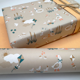 Inpakpapier baby gansjes