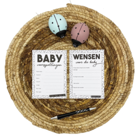 Babyshower invulkaartjes - Zwart/wit 10 stuks