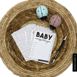 Babyshower invulkaartjes - Zwart/wit 10 stuks