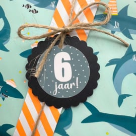 Cadeaulabel zwart - 5 stuks