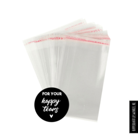 "For your happy tears' stickers zwart + zakjes