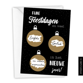 Kraskaart kerst DIY - Om zelf te maken zwart/goud