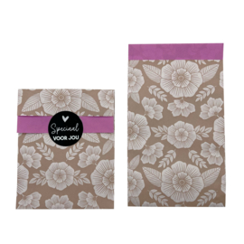 Zakjes vintage bloemen M - 10 stuks