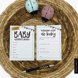 Babyshower invulkaartjes - Kleur 10 stuks