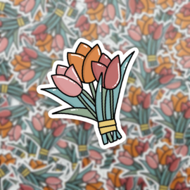 Stickers gestanst "tulpen" - 16 stuks