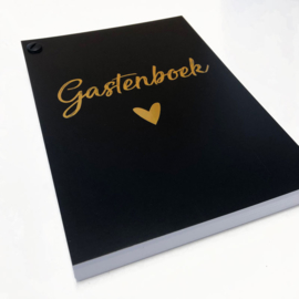 Gastenboek Bruiloft invulkaarten 50 pers. - Zwart met goudfolie