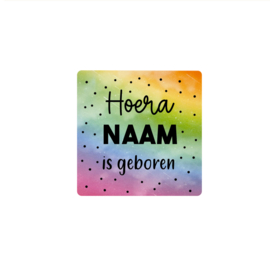 Sticker Vierkant Regenboog  - gepersonaliseerd