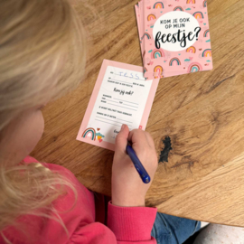 Uitnodiging 'Regenboog' verjaardag 8 stuks