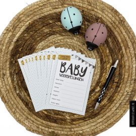 Babyshower invulkaartjes - Kleur 10 stuks