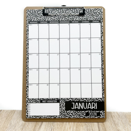 Kalender 2024 zwart/wit met A4 klembord