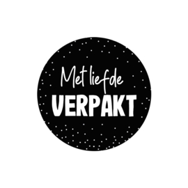 Stickers 'Met liefde verpakt' zwart - 20 stuks