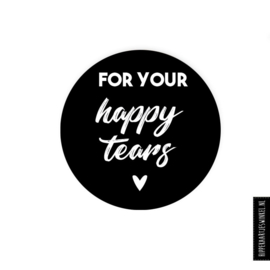 "For your happy tears' stickers zwart + zakjes