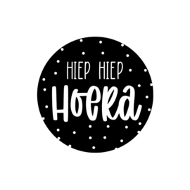 Stickers 'Hiep hiep hoera' zwart - 20 stuks