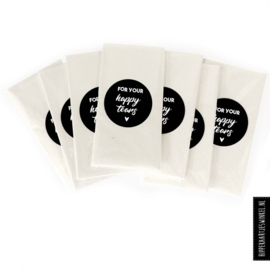 "For your happy tears' stickers zwart + zakjes