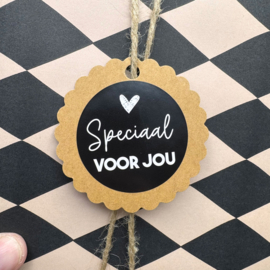 Inpakpapier 'geruit' beige zwart