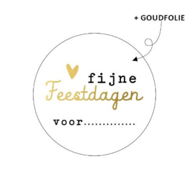 Stickers 'Fijne feestdagen' etiket met goudfolie - 20 stuks