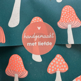 Stickers 'handgemaakt met liefde' zalmroze 20 stuks