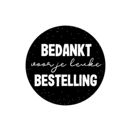 Stickers 'Bedankt voor je leuke bestelling' zwart op rol 500 stuks