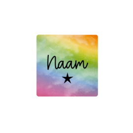Sticker Vierkant Regenboog  - gepersonaliseerd