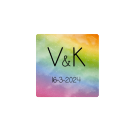 Sticker Vierkant Regenboog  - gepersonaliseerd