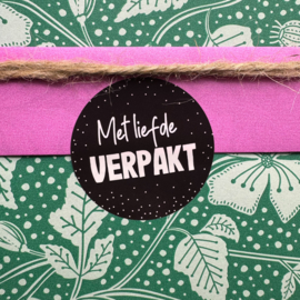 Stickers 'Met liefde verpakt' zwart - 20 stuks