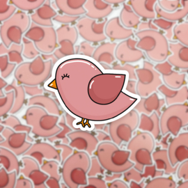 Stickers gestanst "vogeltje" roze - 16 stuks
