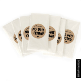 "Please no ugly crying" stickers + zakjes