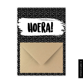 Geldkaart 'Hoera' zwart/wit