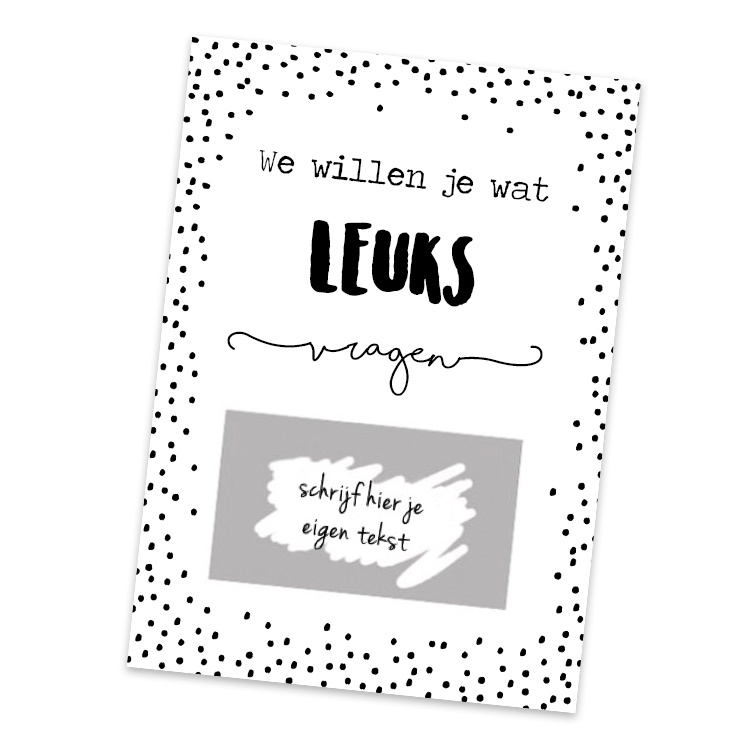 Kraskaart DIY "We willen je wat leuks vragen"