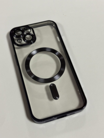 Iphone 15 hoes zwart magsafe + magsafe magneet lader