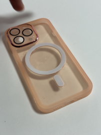 Iphone 13 pro hoes roze met lens bescherming