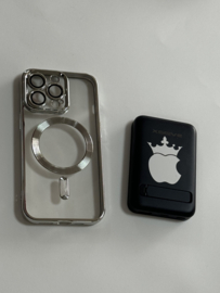 Iphone 14 pro MAX magsafe hoes zilver + magsafe powerbank