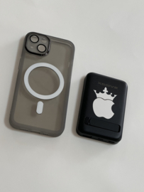 iPhone 13 magsafe hoes + powerbank grijs doorzichtig