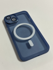 Iphone 14 hoes blauw met lens bescherming