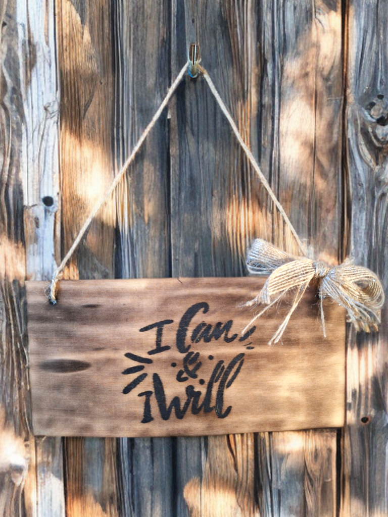 Decoratieplaatje in hout - I can & I will