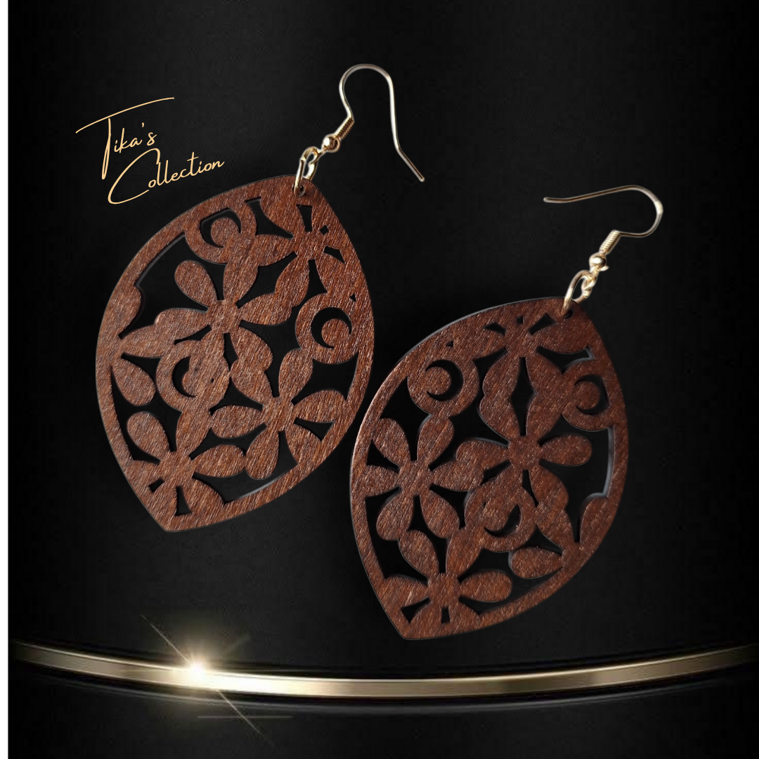 Houten oorbellen  ~ Tika's Collection